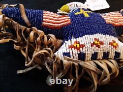 Vintage Native American Beaded Leather Fetish, Eagle Amulet, Sd-112408574
