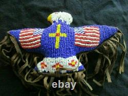 Vintage Native American Beaded Leather Fetish, Eagle Amulet, Sd-122106161