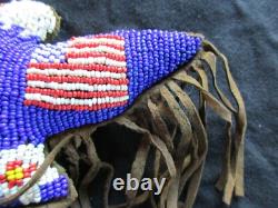 Vintage Native American Beaded Leather Fetish, Eagle Amulet, Sd-122106161