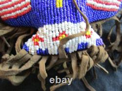 Vintage Native American Beaded Leather Fetish, Eagle Amulet, Sd-122106161