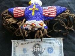 Vintage Native American Beaded Leather Fetish, Eagle Amulet, Sd-122106161