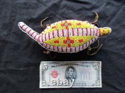 Vintage Native American Beaded Leather Fetish, Lizard Amulet, Sb-1024f-292