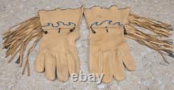 Vintage Native American Beaded Leather Gauntlet Style Gloves