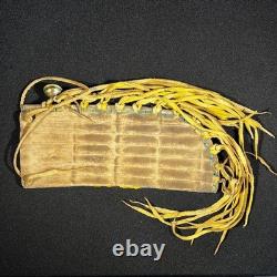 Vintage Native American Beaded Leather Knife Sheath 9.25 with Brass & Bell