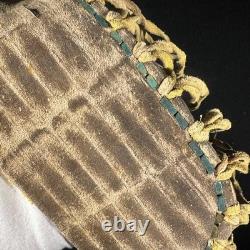 Vintage Native American Beaded Leather Knife Sheath 9.25 with Brass & Bell