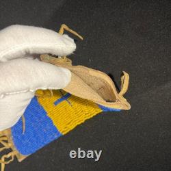 Vintage Native American Beaded Leather Knife Sheath 9.25 with Brass & Bell