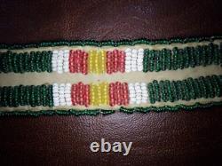 Vintage Native American Beaded Leather Strap Rings Iroquois Great Lakes Style