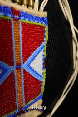 Vintage Native American Beaded Medicine Bag Fine Tight Beadwork Estate