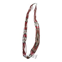 Vintage Native American Beaded Necklace Geometric Navajo Rug Design