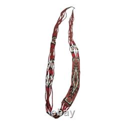 Vintage Native American Beaded Necklace Geometric Navajo Rug Design