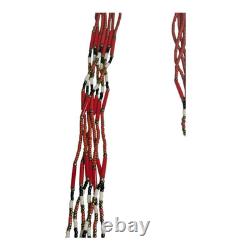 Vintage Native American Beaded Necklace Geometric Navajo Rug Design