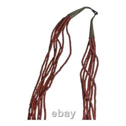 Vintage Native American Beaded Necklace Geometric Navajo Rug Design