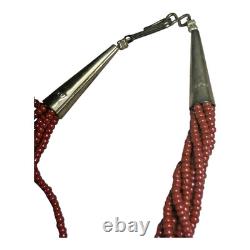 Vintage Native American Beaded Necklace Geometric Navajo Rug Design