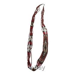 Vintage Native American Beaded Necklace with Navajo Rug Pattern