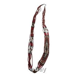 Vintage Native American Beaded Necklace with Navajo Rug Pattern