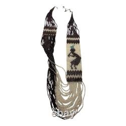 Vintage Native American Beaded Necklace with Navajo Rug Pattern