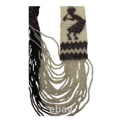 Vintage Native American Beaded Necklace with Navajo Rug Pattern