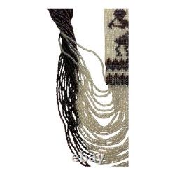 Vintage Native American Beaded Necklace with Navajo Rug Pattern
