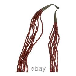 Vintage Native American Beaded Necklace with Navajo Rug Pattern