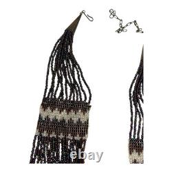 Vintage Native American Beaded Necklace with Navajo Rug Pattern