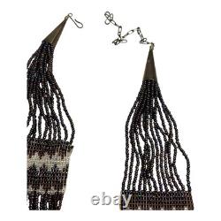 Vintage Native American Beaded Necklace with Navajo Rug Pattern