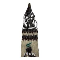 Vintage Native American Beaded Necklace with Navajo Rug Pattern