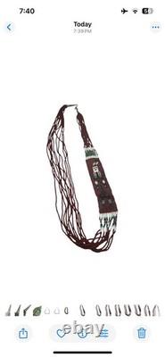 Vintage Native American Beaded Necklace with Navajo Rug Pattern