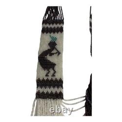 Vintage Native American Beaded Necklace with Navajo Rug Pattern