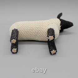 Vintage Native American Beadwork-beaded Black & Cream Sheep-margie Ghahate-zuni