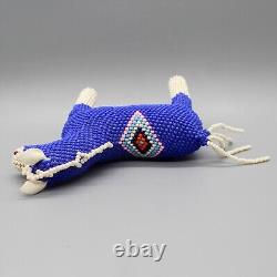 Vintage Native American Beadwork-beaded Blue & Cream Horse-margie Ghahate-zuni