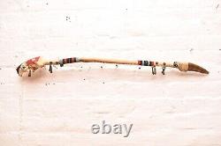 Vintage Native American Beaver Skull Ceremonial/Dance/Medicine Stick Beaded