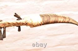 Vintage Native American Beaver Skull Ceremonial/Dance/Medicine Stick Beaded