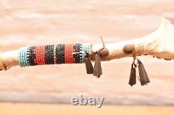 Vintage Native American Beaver Skull Ceremonial/Dance/Medicine Stick Beaded