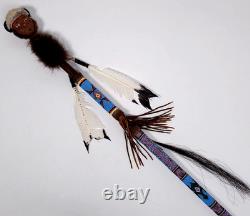 Vintage Native American Ceremonial Beaded Lance Spear 58 Indian Coup Staff