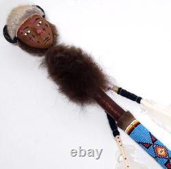 Vintage Native American Ceremonial Beaded Lance Spear 58 Indian Coup Staff