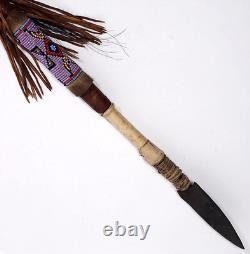 Vintage Native American Ceremonial Beaded Lance Spear 58 Indian Coup Staff