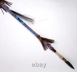 Vintage Native American Ceremonial Beaded Lance Spear 58 Indian Coup Staff