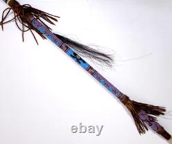 Vintage Native American Ceremonial Beaded Lance Spear 58 Indian Coup Staff