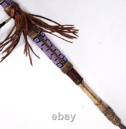Vintage Native American Ceremonial Beaded Lance Spear 58 Indian Coup Staff