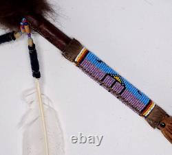 Vintage Native American Ceremonial Beaded Lance Spear 58 Indian Coup Staff