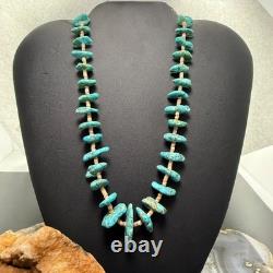 Vintage Native American Chunky Turquoise & Heishi Beads 20 Necklace For Women