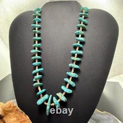 Vintage Native American Chunky Turquoise & Heishi Beads 20 Necklace For Women