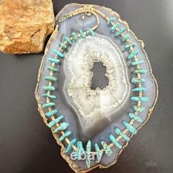 Vintage Native American Chunky Turquoise & Heishi Beads 20 Necklace For Women
