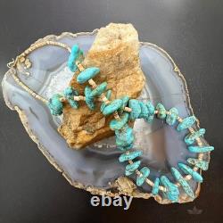Vintage Native American Chunky Turquoise & Heishi Beads 20 Necklace For Women