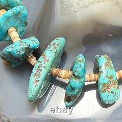 Vintage Native American Chunky Turquoise & Heishi Beads 20 Necklace For Women