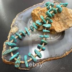 Vintage Native American Chunky Turquoise & Heishi Beads 20 Necklace For Women