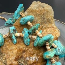 Vintage Native American Chunky Turquoise & Heishi Beads 20 Necklace For Women
