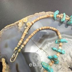 Vintage Native American Chunky Turquoise & Heishi Beads 20 Necklace For Women