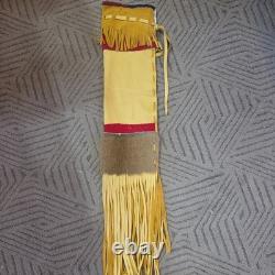 Vintage Native American Cree Beaded Deer Hide Pipe Bag