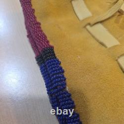 Vintage Native American Cree Beaded Deer Hide Pipe Bag